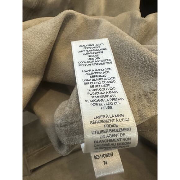 Chico’s Faux Suede Fringe Vest Moto Zip Front Tan Brown Women's Size 2 Large 12 - Picture 11 of 13